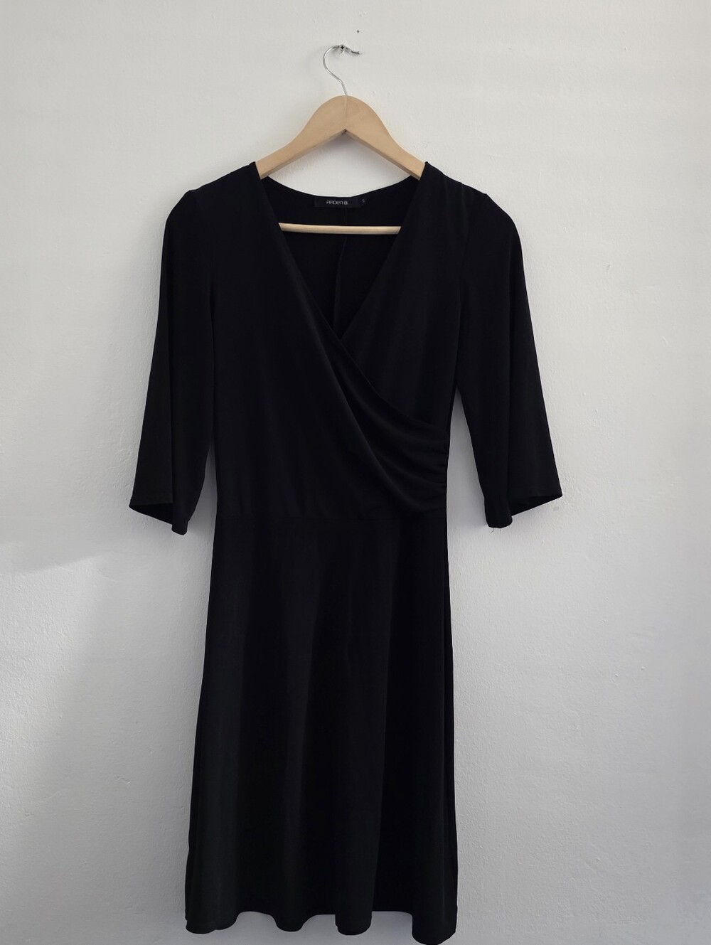 Arden B. | Black Faux Wrap Midi Dress